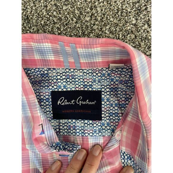 Robert Graham Large Pink Martini Short Sleeve Shirt Button Down - Picture 4 of 7